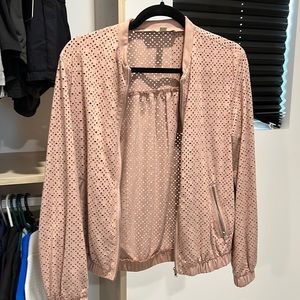 Zara TRF perforated faux suede bomber jacket
